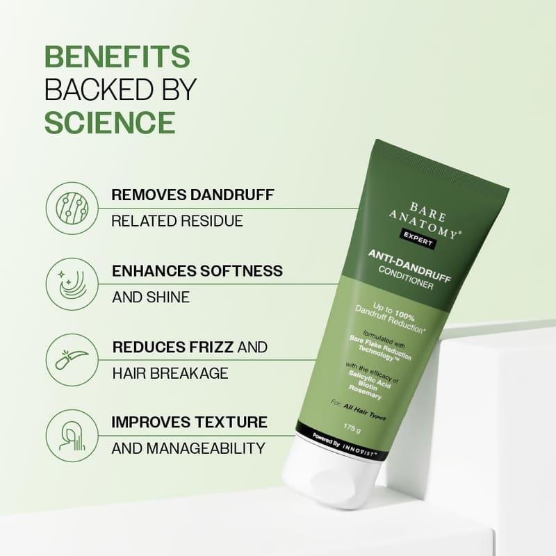 Bare Anatomy Anti-Dandruff Hair Conditioner with Biotin & Rosemary in use