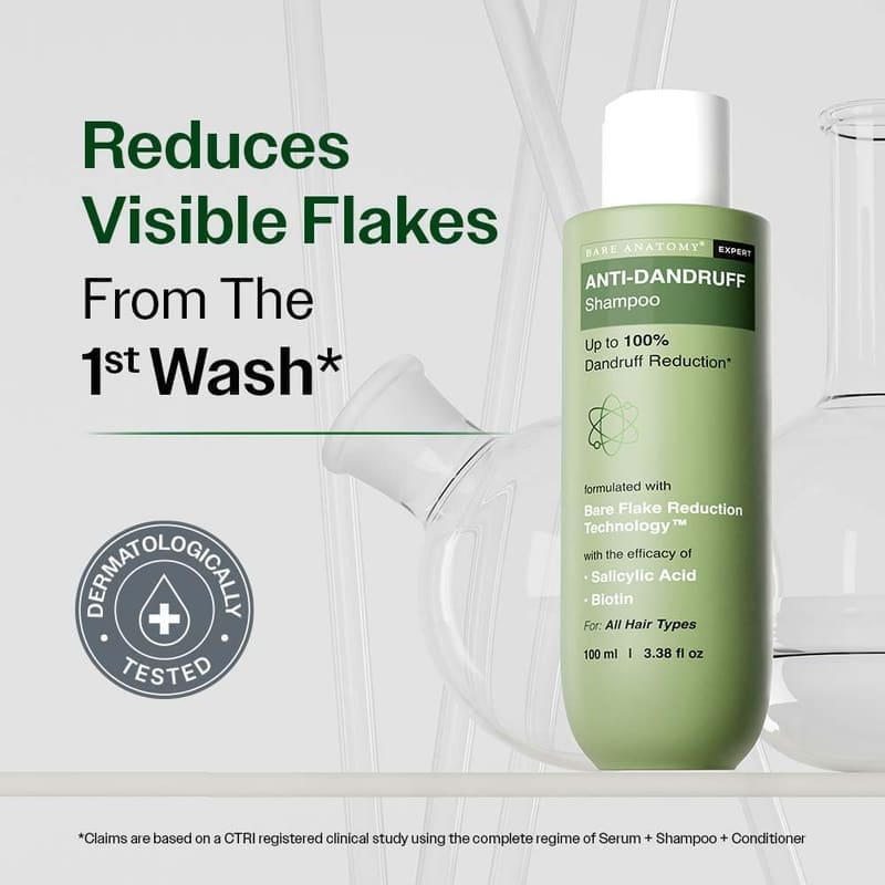 Bare Anatomy Anti-Dandruff Shampoo in use