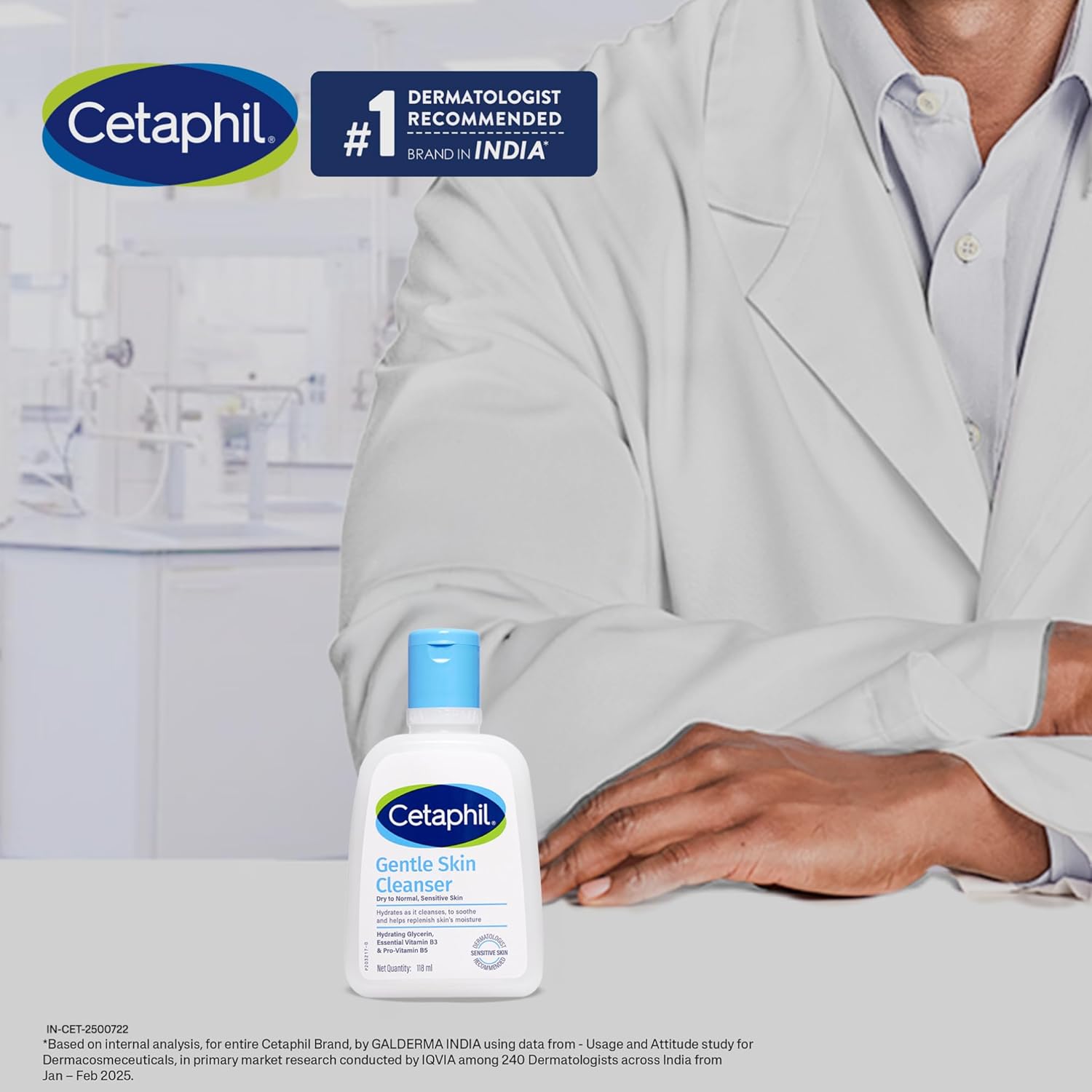 Cetaphil Gentle Skin Hydrating Face Wash texture swatch — translucent gel-cream consistency on skin