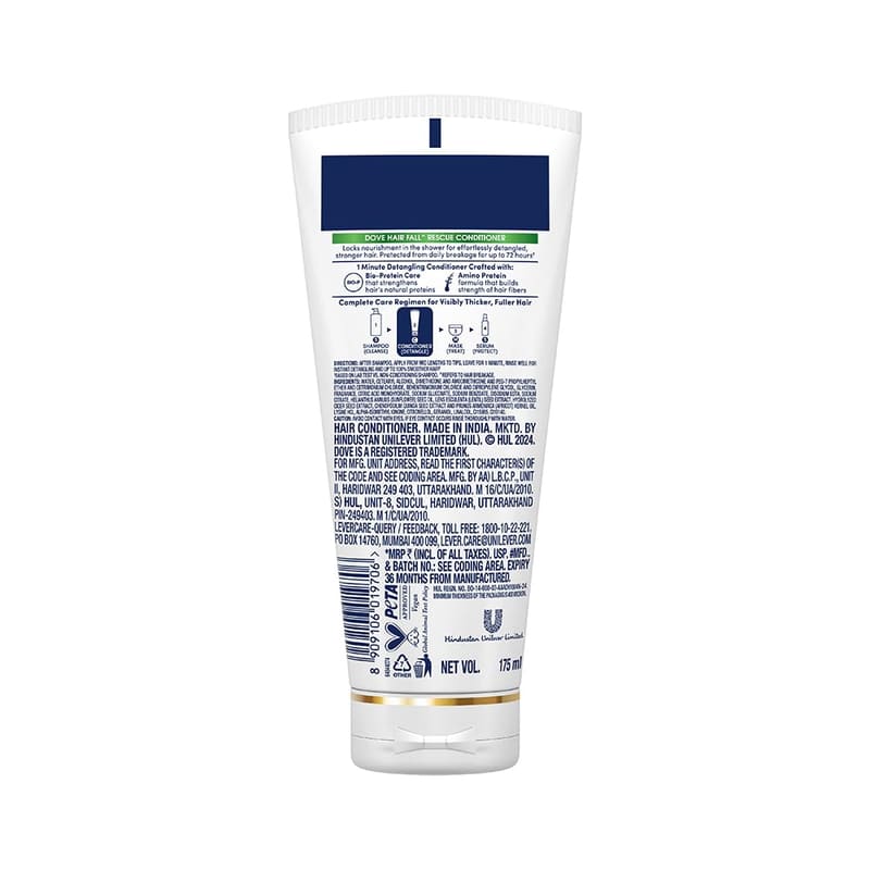 Dove Hair Fall Rescue Conditioner 175 ml packaging and details