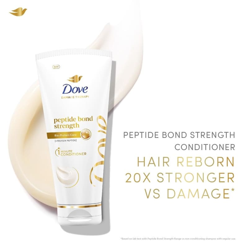 Dove Peptide Bond Strength Conditioner for Dry & Damaged Hair - 175 ml in use