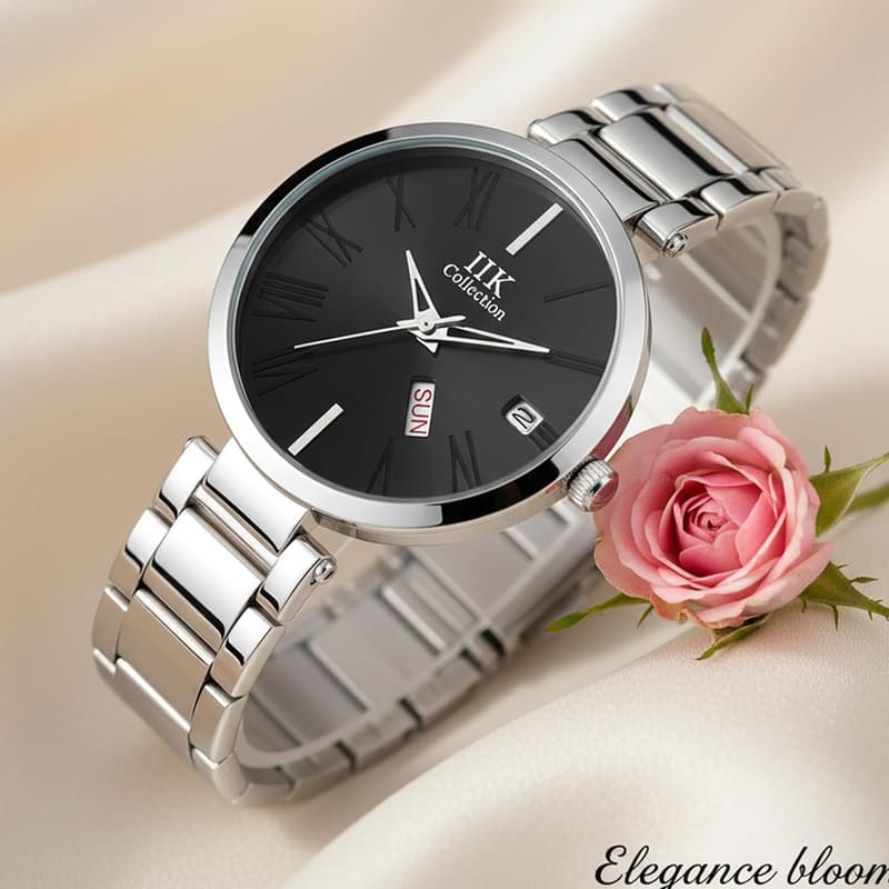 IIK Collection IIK-2054W-DND alternate product photo showing the stainless steel chain bracelet and clasp