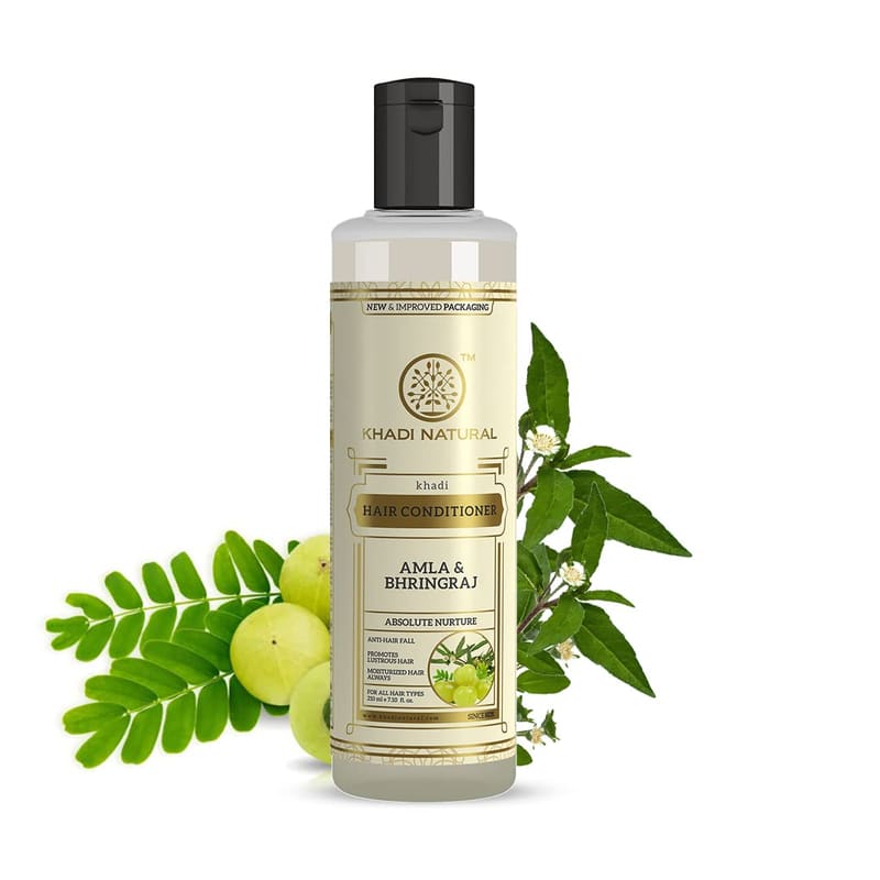 Khadi Natural Amla and Bhringraj Hair Conditioner 210ml, Anti-Hair Fall, Nourishing for He