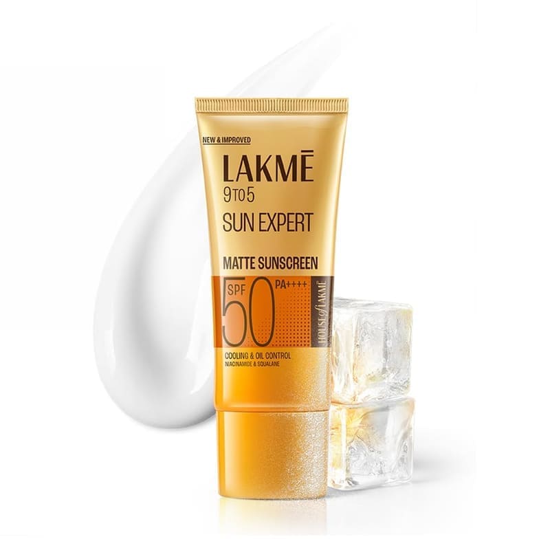 Lakme SPF 50 PA++++ Sunscreen Lotion for Bright Skin texture and packaging