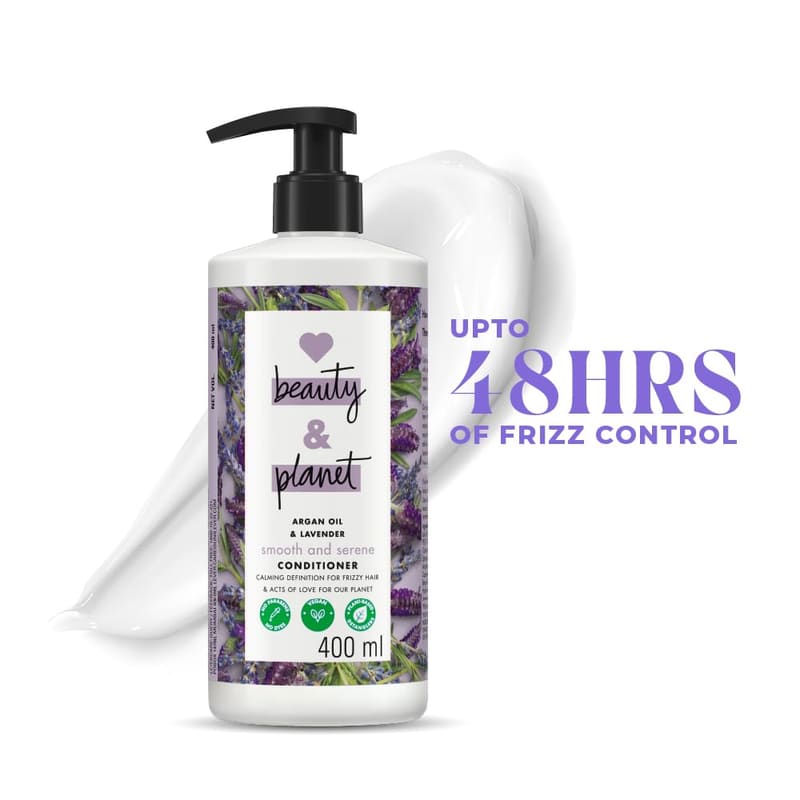 Love Beauty And Planet Argan Oil and Lavender Natural Conditioner for Dry & Frizzy hair packaging and details