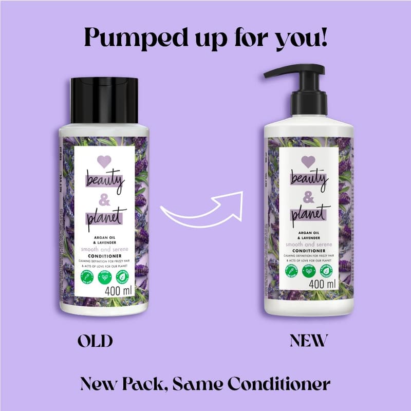 Love Beauty And Planet Argan Oil and Lavender Natural Conditioner for Dry & Frizzy hair in use