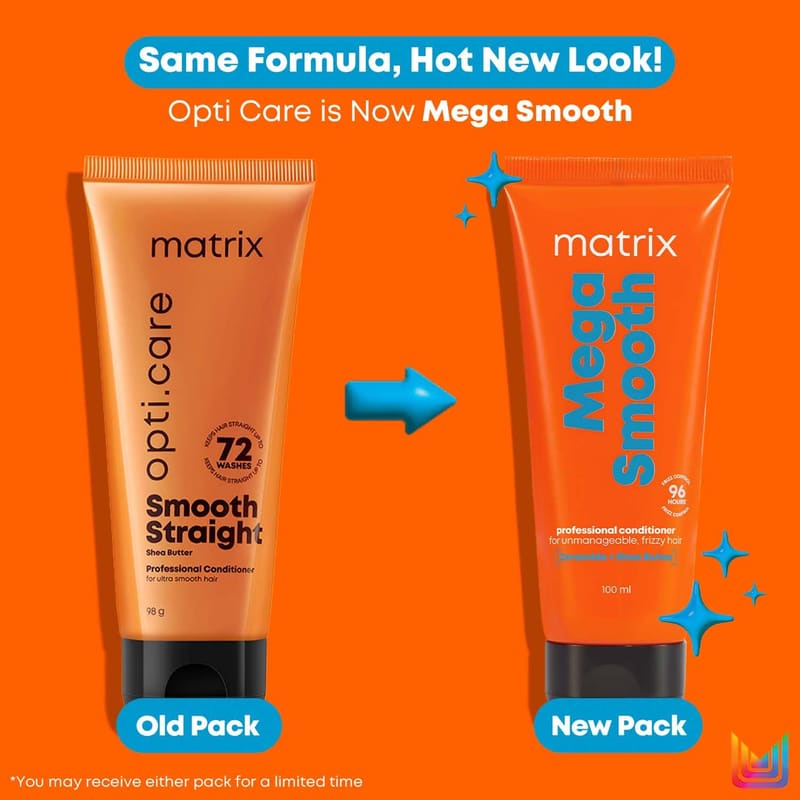Matrix Mega Smooth Conditioner with Shea Butter and Ceramides for Frizzy Hair packaging and details