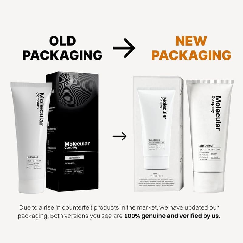 Molecular Company SPF 50+ Pa++++ Face Sunscreen Gel, 50g x 2 texture and packaging