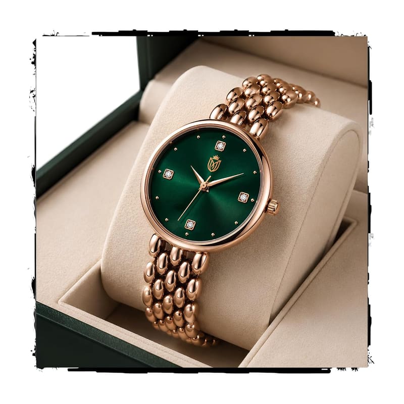 MOOVER MV-JWL-RG Green Sunburst Dial Bracelet Watch for Women