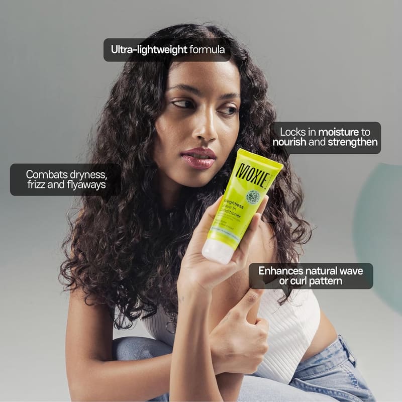 Moxie Beauty Weightless Leave In Conditioner for Women & Men in use