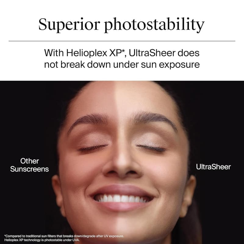 Neutrogena Ultrasheer Sunscreen SPF 50+ PA++++, Blue Light Protect, No White Cast, Wate... texture and packaging
