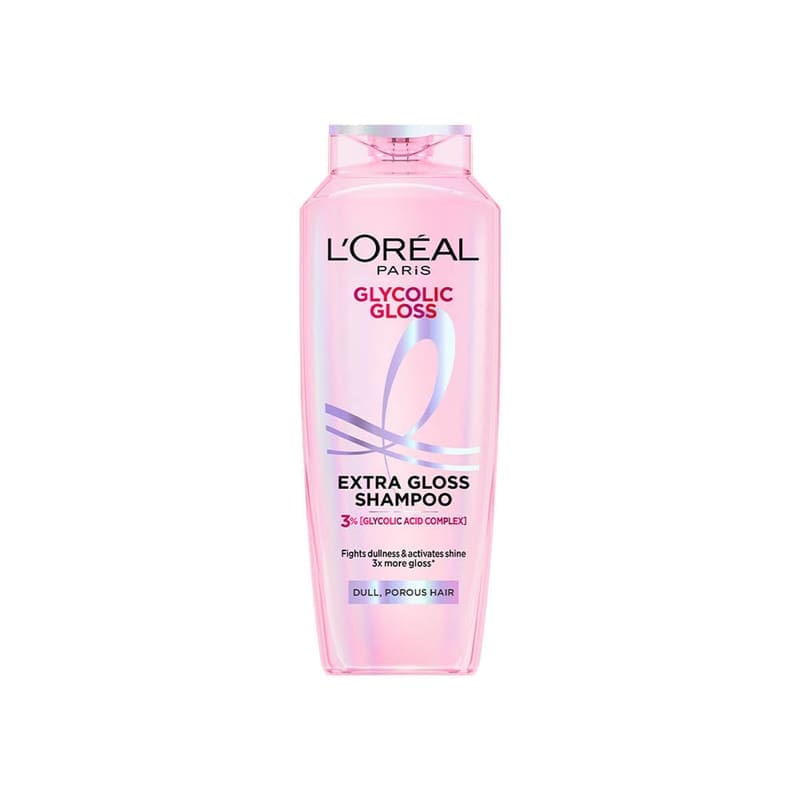 L’Oréal Paris Glycolic Gloss Shine Boosting Shampoo, powered by 3% Glycolic Acid, for dull