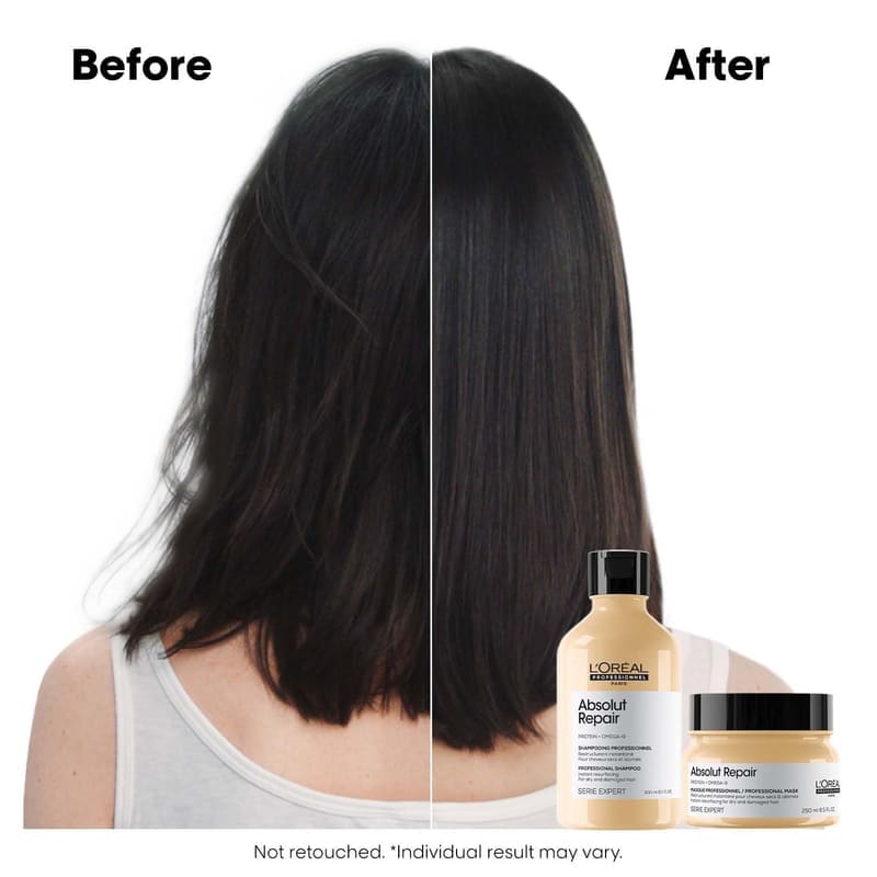 L'Oréal Professionnel Absolut Repair Shampoo & Mask for Dry & Damaged Hair - 300ml+250ml in use