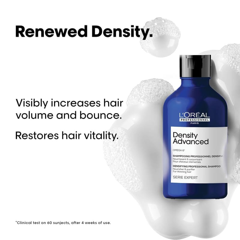 L'Oréal Professionnel Density Advanced Shampoo for Thinning Hair 300ml packaging and details