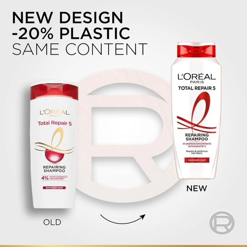 L'Oreal Paris Shampoo, For Damaged And Weak Hair, With Pro-Keratin + Ceramide, Total Repai packaging and details