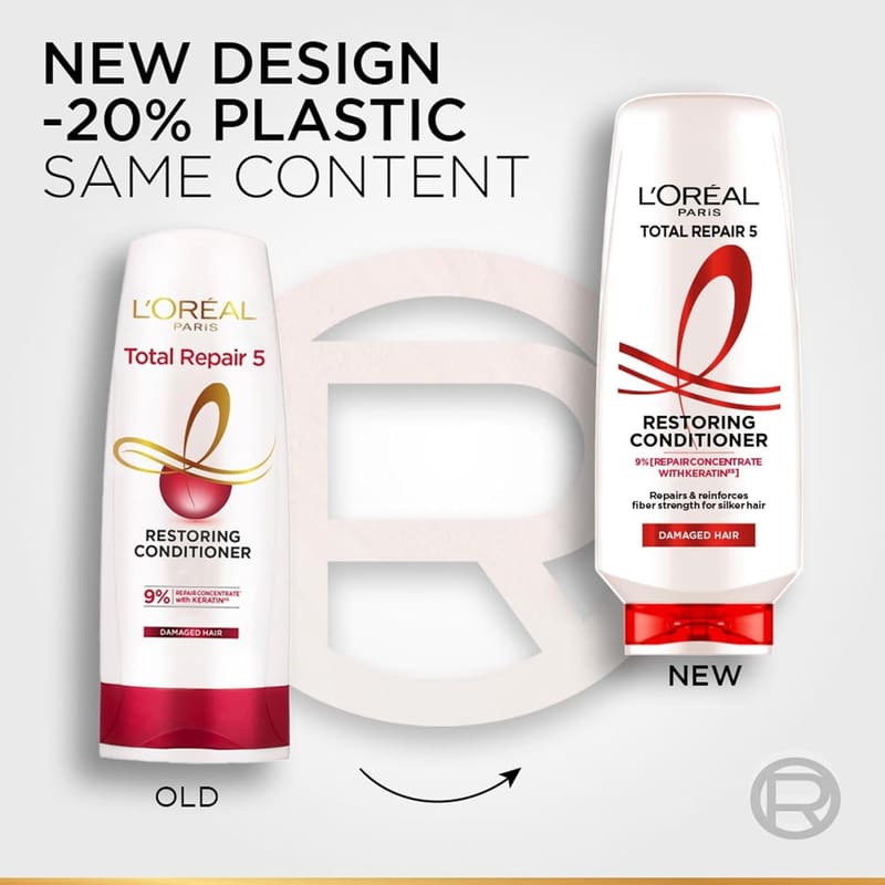 L'Oreal Paris Total Repair 5 Conditioner For Damaged and Weak Hair Powered by Keratin XS T packaging and details