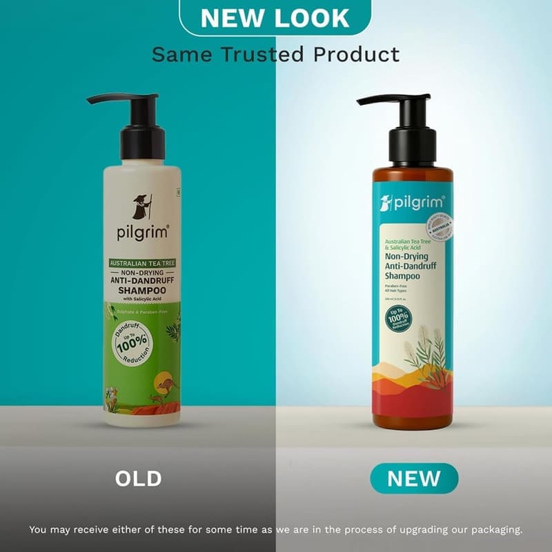 Pilgrim Australian Tea Tree Non-Drying Anti-Dandruff Shampoo 200 ml packaging and details