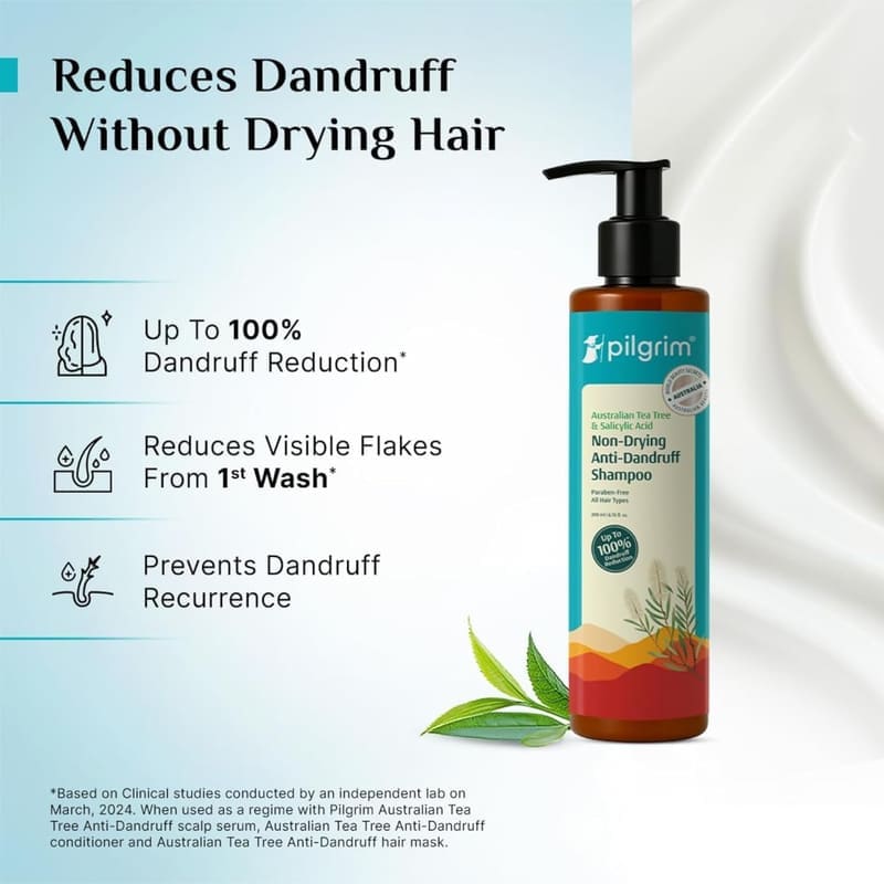 Pilgrim Australian Tea Tree Non-Drying Anti-Dandruff Shampoo 200 ml in use