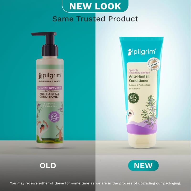 Pilgrim Spanish Rosemary & Biotin Anti Hairfall Conditioner for Reducing Hair Loss & Break packaging and details