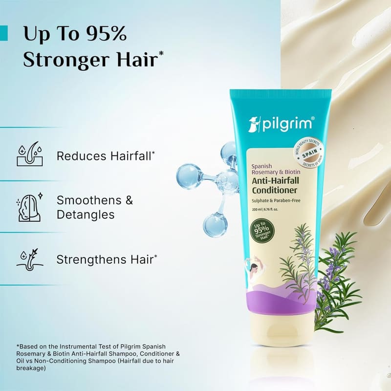 Pilgrim Spanish Rosemary & Biotin Anti Hairfall Conditioner for Reducing Hair Loss & Break in use