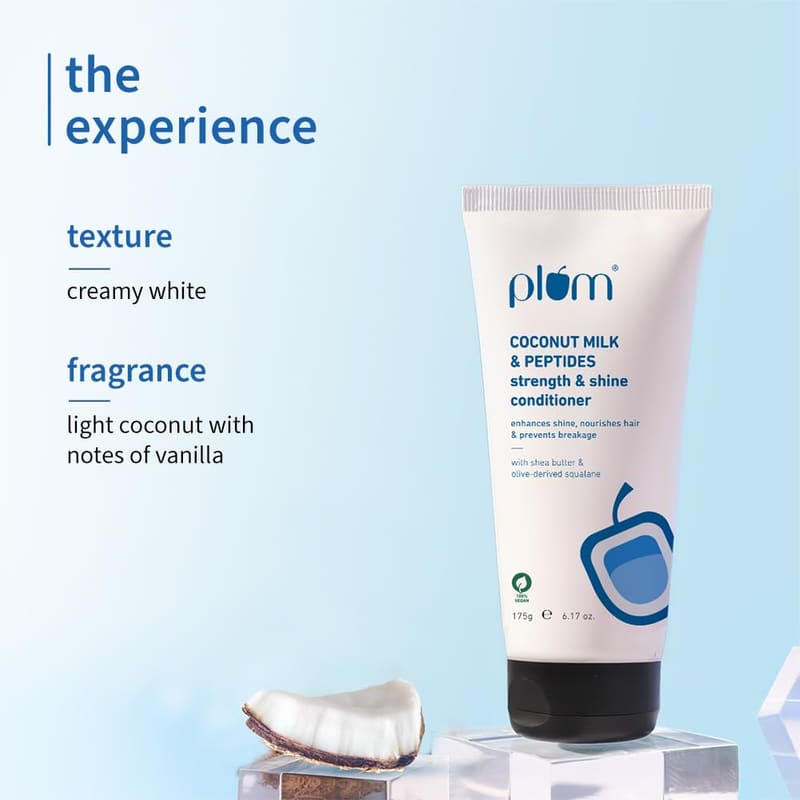 Plum Coconut Milk & Peptides Conditioner for Dull & Rough Hair packaging and details