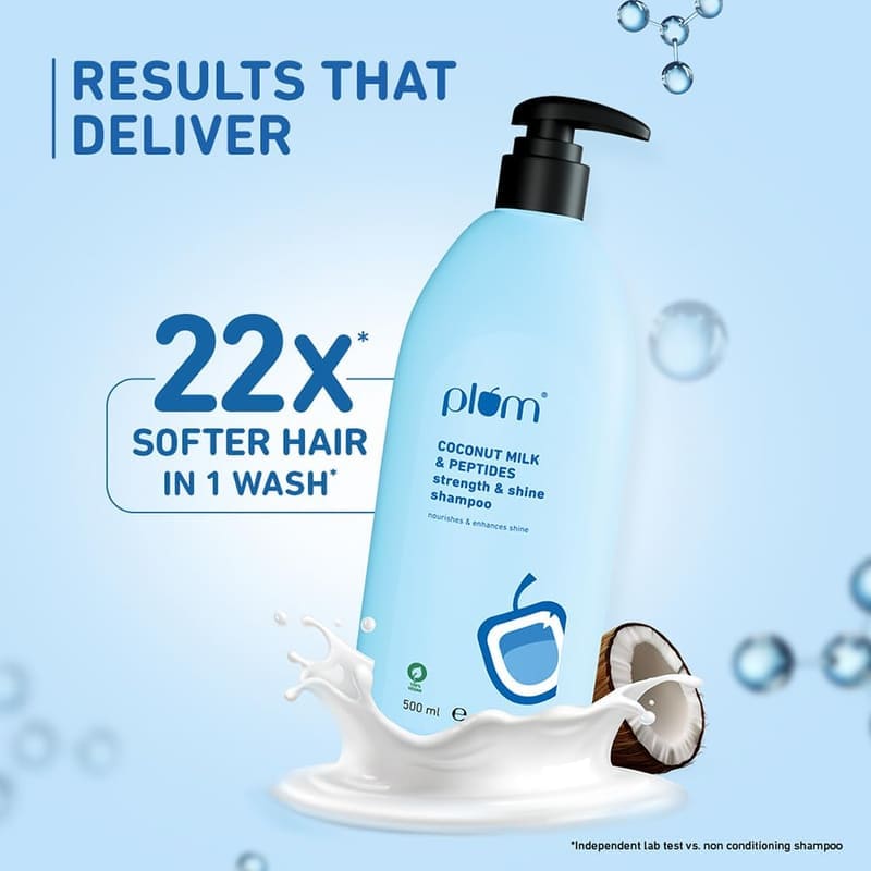 Plum Coconut Milk & Peptides Shampoo for Dry & Frizzy Hair in use