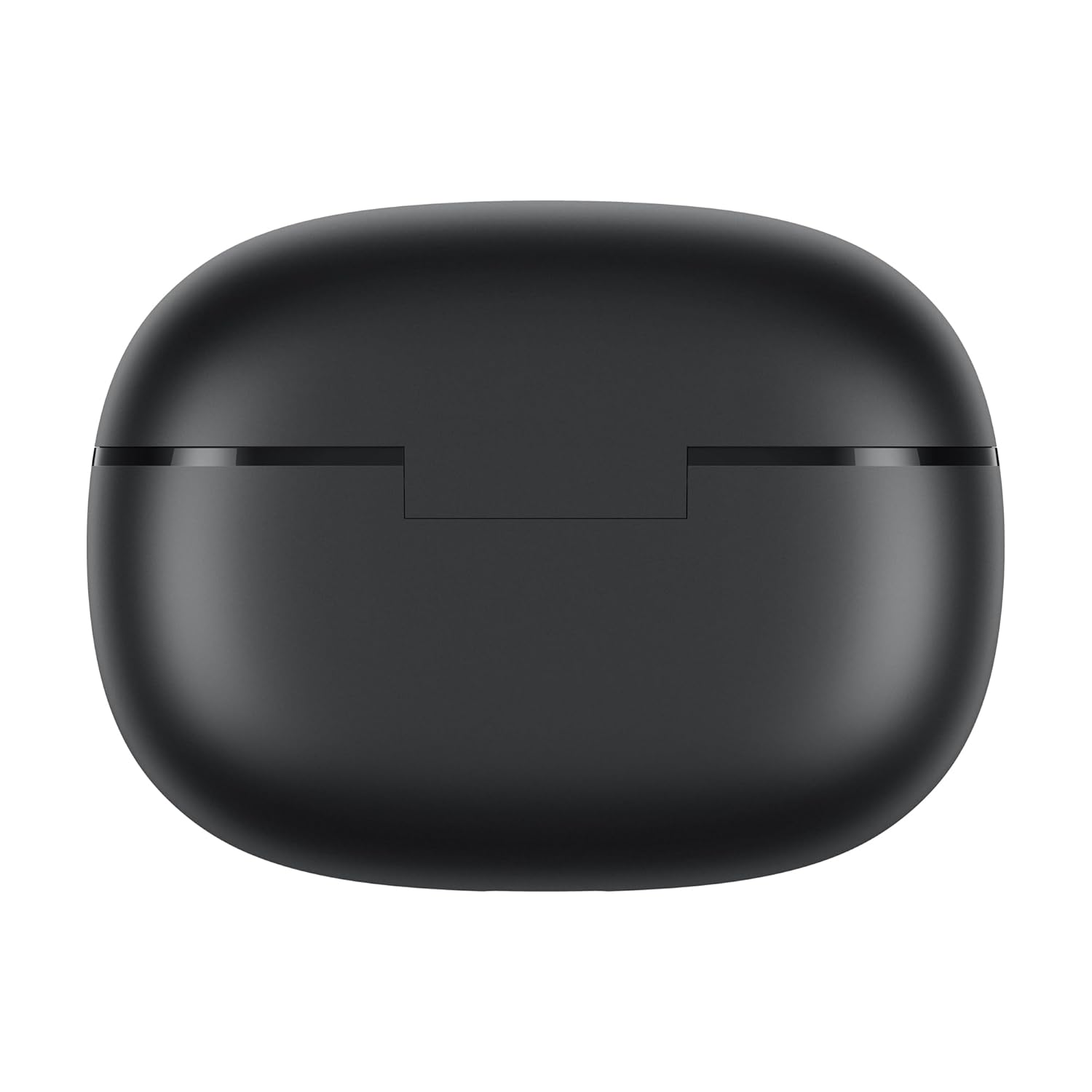 realme Buds T200x charging case open with both earbuds visible, showing the hinged lid mechanism and front-facing battery LED