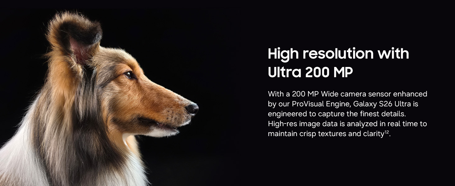 Samsung Galaxy S26 Ultra 200MP rear camera close-up highlighting the F1.4 main, 50MP ultrawide and 50MP telephoto array