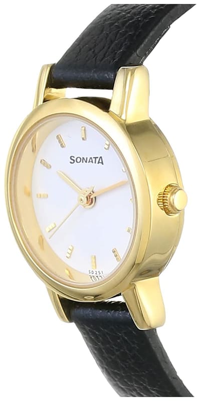 Sonata NS8976YL02W alternate product photo showing the small round case and strap