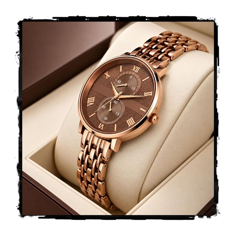 Styledose ST 1 Brown Roman Numeral Dial Metal Chain Women's Watch