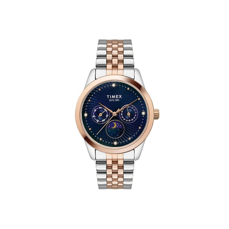 Timex TWEL13107 Moon Phase Multifunction Blue Dial Women's Watch
