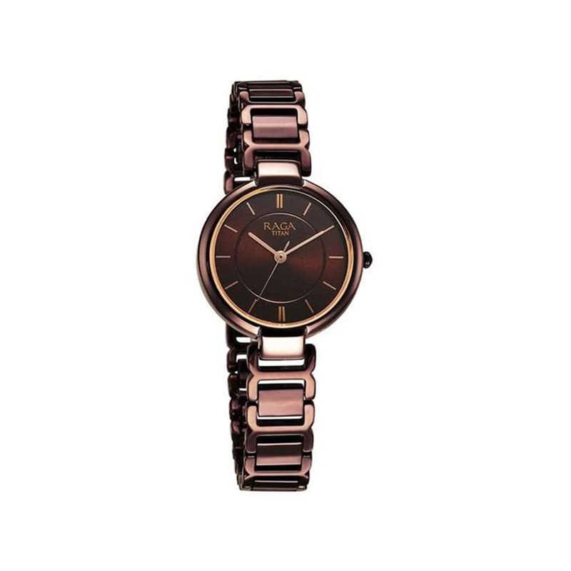 Titan Raga Delight NT2608QM02 Brown Dial Brown Metal Strap Women's Watch