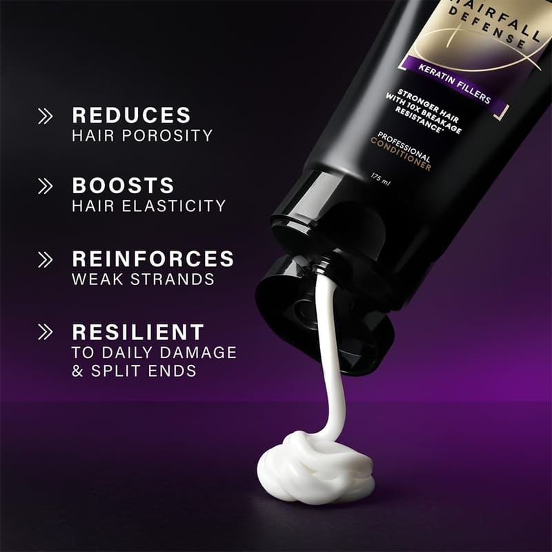 TRESemme Hairfall Defense+ Conditioner 190ml With Keratin Fillers in use