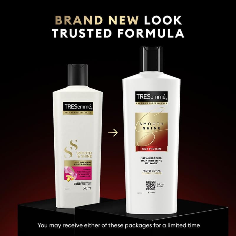TRESemme Smooth Shine Conditioner 335ml With Vitamin H and Silk Protein in use